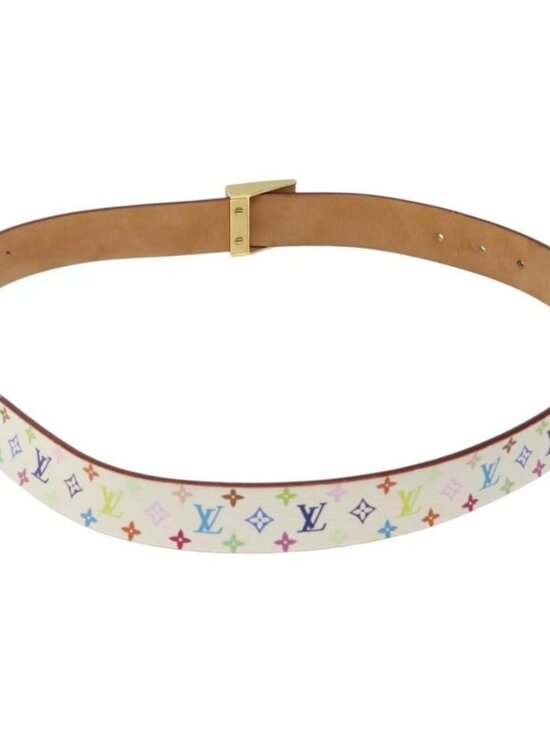 LOUIS VUITTON Monogram Multicolor Ceinture Carre Belt White M9270U Auth EC172V main image 10